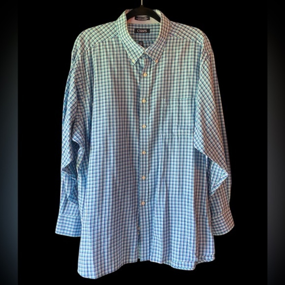 Chaps Men's Blue and White Plaid Shirt